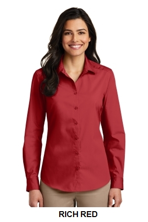 Port Authority® Ladies Long Sleeve Carefree Poplin Shirt.  PORT A.  LW100